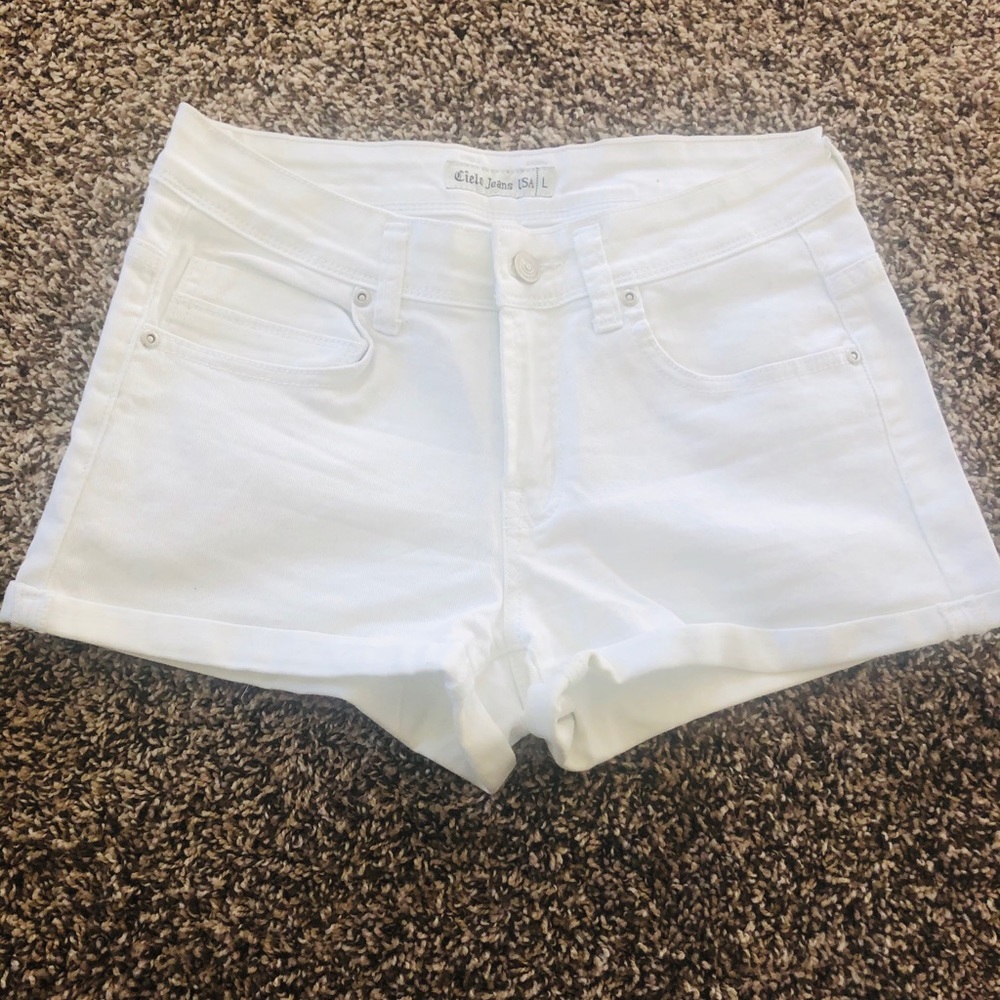 White jean shorts